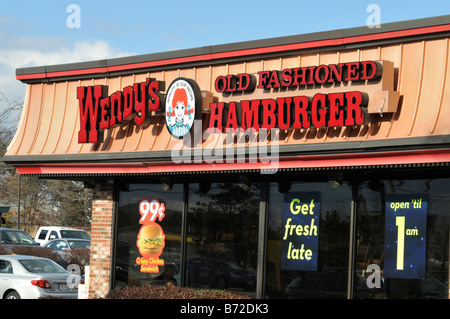 Esterno di Wendy's ristorante fast food in Stati Uniti Foto Stock