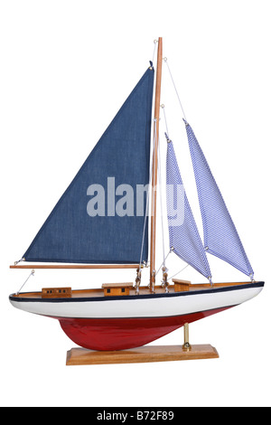 Noleggio barche a vela modello di taglio su sfondo bianco Foto Stock