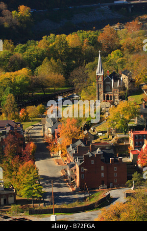 Vista dal Maryland rocce di harpers Ferry, Shenandoah Valley, West Virginia, USA Foto Stock