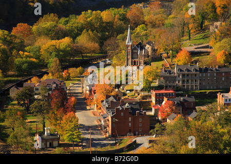 Vista dal Maryland rocce di harpers Ferry, Shenandoah Valley, West Virginia, USA Foto Stock