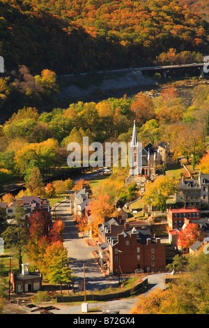 Vista dal Maryland rocce di harpers Ferry, Shenandoah Valley, West Virginia, USA Foto Stock