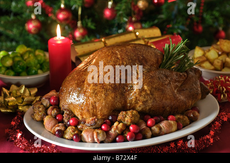 Cena di Natale il tacchino arrosto cibo Foto Stock