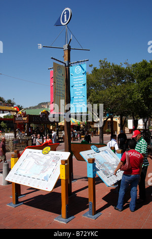 Informazioni mappa in piazza del mercato V&A Waterfront, Città del Capo SUD AFRICA Foto Stock