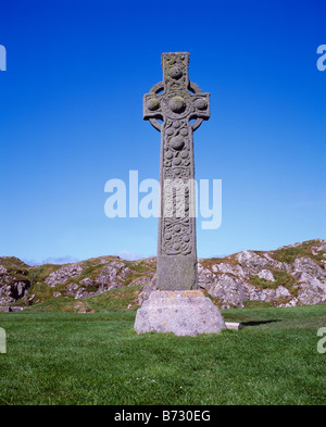 St Martin's Cross, Iona Abbey, Isola di Iona, Argyll and Bute, Scotland, Regno Unito. Foto Stock