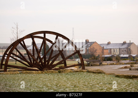 Una scultura ricorda il patrimonio industriale di Sunderland e la Contea di Durham bacino. Foto Stock