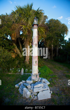 Un modello di Morris Island Lighthouse alla fine della follia spiaggia vicino a Charleston SC Morris faro risale al 1767 Foto Stock