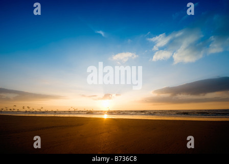 Tramonto sulla spiaggia di Zandvoort, Paesi Bassi Foto Stock