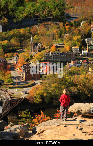 Vista dal Maryland rocce di harpers Ferry, Shenandoah Valley, West Virginia, USA Foto Stock