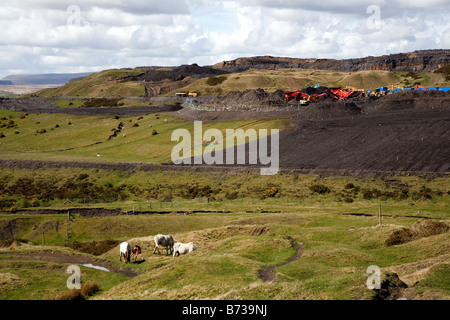 A cielo aperto di carbone Cwmbargoed sito Merthyr Tydfil Galles del Sud Foto Stock