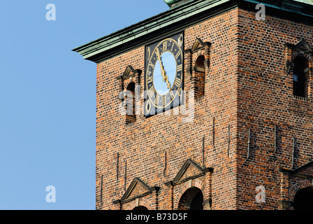 Orologio del Nikolaj Kirke Chiesa Copenhagen DANIMARCA Foto Stock