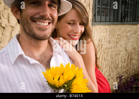 Ritratto di close-up di giovane coppia romantica Foto Stock