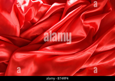 Close up o raso rosso tessuto Foto Stock