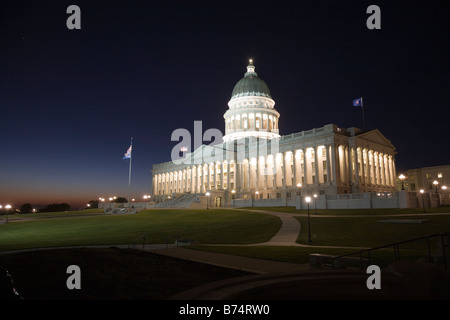 Capitol Building di notte, Salt Lake City, Utah STATI UNITI D'AMERICA Foto Stock