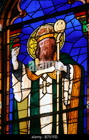 Vitral di sant Agostino in una finestra della chiesa di San Jose di San Felipe, Panama City il Casco Antiguo. Foto Stock