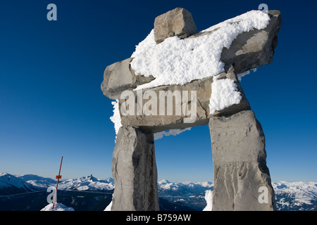 Inukshuk sulla Whistler picco; Whistler, BC Foto Stock