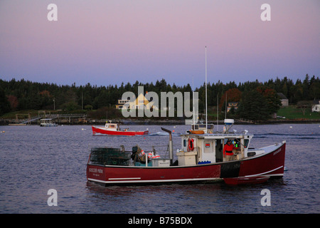 Porto all'alba, Port Clyde, Maine, Stati Uniti d'America Foto Stock