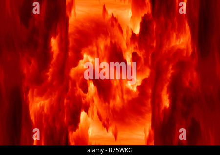 Abstract colpo di fuoco e fiamme - dettaglio - immagine alterata - spazio caldo Foto Stock