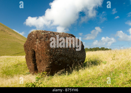 Puna Pau è una cava in un piccolo cratere fonte di red le scorie che il Rapanui utilizzati per scolpire i pukao Foto Stock