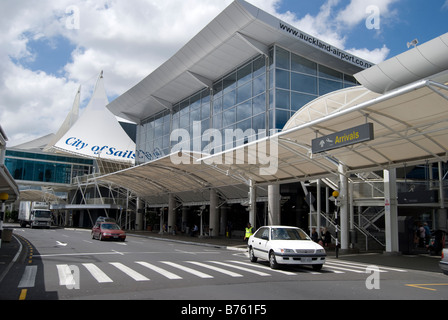 Ingresso principale, Auckland International Airport Terminal, Auckland, Nuova Zelanda Foto Stock