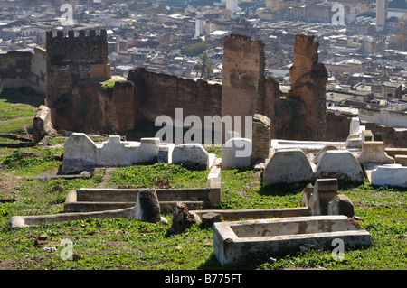 Cimitero musulmano in Fes, Marocco Foto Stock