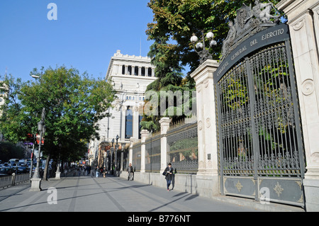 Cancello, ingresso, Cuartel General del Ejercito, sede dell'esercito, Calle de Alcala, Madrid, Spagna, Europa Foto Stock