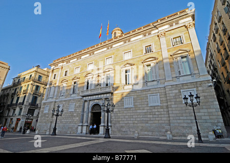 Plaça de Sant Jaume, Palau de la Generalitat, governo catalano, Plaza, Barri Gotic, Barcellona, in Catalogna, Spagna, Europa Foto Stock