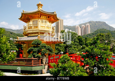 Pagoda in Chi Lin giardino botanico, parco di Kowloon, Hong Kong, Cina, Asia Foto Stock