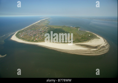 Fotografia aerea, spiaggia, Langeoog, Est Isole Frisone, il Mare del Nord, velme, Wattenmeer, Bassa Sassonia, Germania, Europa Foto Stock