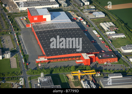 Foto aerea, sconto negozio KIK, magazzini, amministrazione principale, Boenen, la zona della Ruhr, Renania settentrionale-Vestfalia, Germania, Europa Foto Stock
