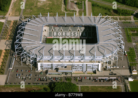 Fotografia aerea, Nordpark Borussia Moenchengladbach stadium, Moenchengladbach, Niederrhein, Renania settentrionale-Vestfalia, Germania, Foto Stock