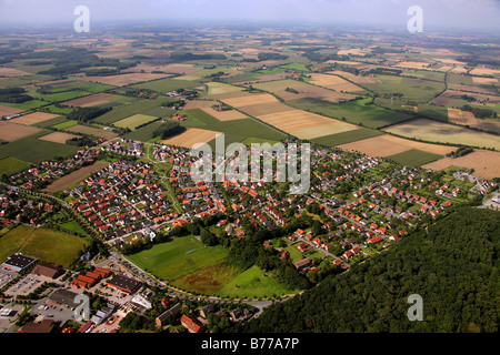 Fotografia aerea, campi, di piccole città e di Drensteinfurt Walstedde, Muensterland, Renania settentrionale-Vestfalia, Germania, Europa Foto Stock