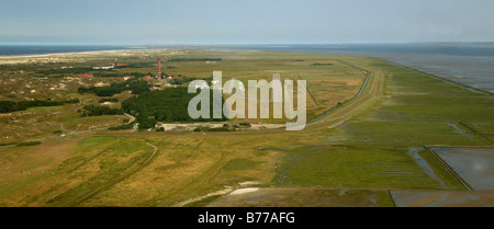 Vista aerea, Norderney aeroporto, Norderney isola, mare del Nord est delle Isole Frisone, Bassa Sassonia, Germania del Nord, Europa Foto Stock