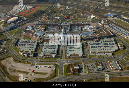 Fotografia aerea del Centro e Centropark, Centro shopping, Neue Mitte, Oberhausen, la zona della Ruhr, Nord Reno-Westfalia, Germania Foto Stock