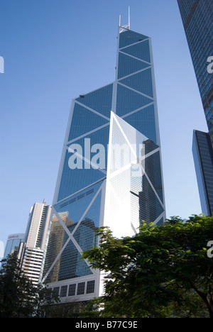 La torre della Banca della Cina, Sheung Wan, Victoria Harbour, Isola di Hong Kong, Hong Kong, Repubblica Popolare di Cina Foto Stock