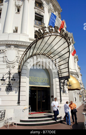 Ingresso dell Hotel Negresco, Nice, Alpes-Maritimes, Provence-Alpes-Côte d'Azur, in Francia meridionale, Francia, Europa Foto Stock