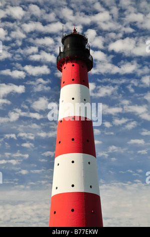 Faro di Westerheversand, Westerhever, penisola di Eiderstedt, Schleswig-Holstein, Germania, Europa Foto Stock