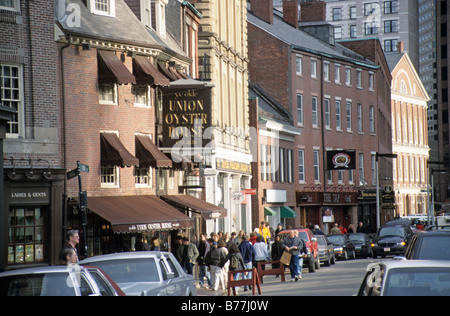 Boston, Massachusetts Union Street, con la Union Oyster House. Foto Stock