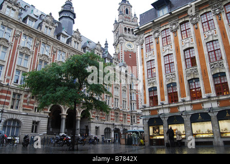 La vecchia borsa a Place du Theatre Lille Francia Foto Stock