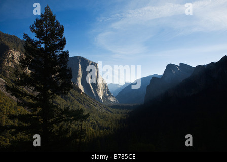 Vista della valle di Yosemite mostra El Capitan e Half Dome Yosemite National Park in California