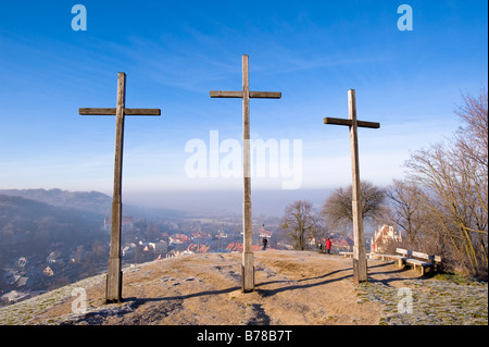 Vista della città dalla collina di tre croci di Kazimierz Dolny Polonia Foto Stock