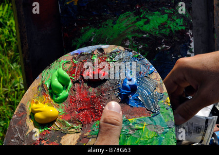 Pittore pallet, Monaco di Baviera, Germania, Europa Foto Stock