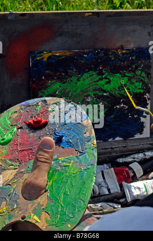 Pittore pallet, Monaco di Baviera, Germania, Europa Foto Stock