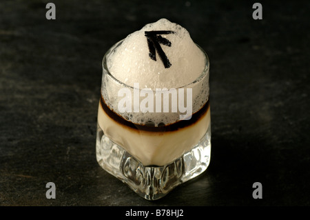 Apéro, fegato d'anatra con flan di Perigord tartufo e schiuma di parmigiano, Haute Cuisine, la Baroche, Alsazia, Francia, Europa Foto Stock