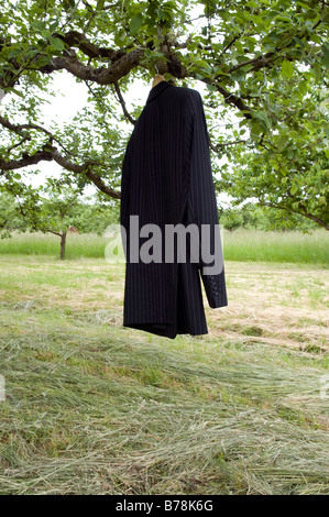 Giacca appesa su albero, close-up Foto Stock