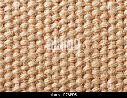 Vista ravvicinata della seta thailandese intrecciata color crema, utile come texture e immagine di sfondo. Foto Stock