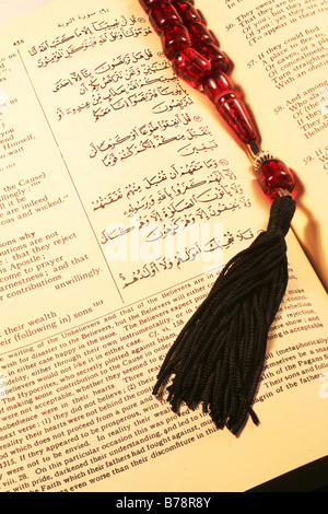 Le pagine dal nobile Corano,o il Santo Corano,il musulmano il libro sacro. Foto Stock