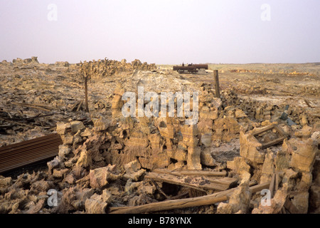 Aprire il cast miniera di sale nella depressione di Danakil Foto Stock