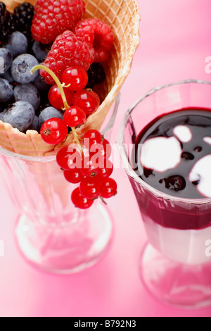 Red gelatine di frutta e bacche selvatiche, close-up Foto Stock
