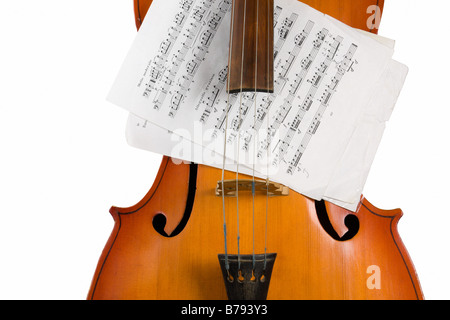 Chiudere classico violoncello con note Foto Stock