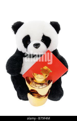 Panda di peluche con il nuovo anno cinese decorazioni Foto Stock